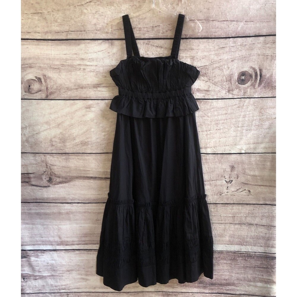 Cleobella Maxi Dress Small Womens Black Ruffle Tiered Organic Cotton NWOT